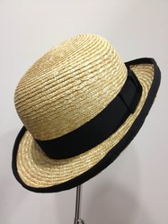 CHAPEAU MELON en paille cousue/mottled fin