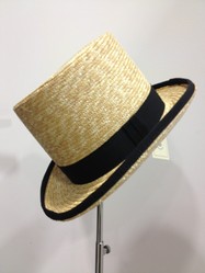 CHAPEAU HAUT DE FORME en paille cousue/mottled fin