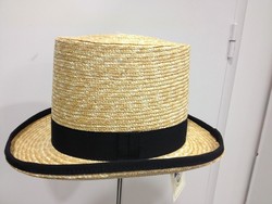 CHAPEAU HAUT DE FORME en paille cousue/mottled fin